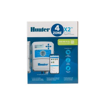 Hunter X2 Fixed 4-Station, Plastic Outdoor/Indoor Wall Mount Controller with Plug