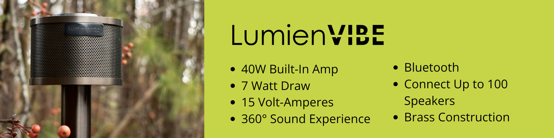 LumienVIBE Quick Connect System Speaker. The future of Landscape Sound with 40W Built-in Amp.